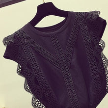 Load image into Gallery viewer, Moda coreana ropa de talla grande camisa sólida mujer blusa verano 2020 Tops y Blusas para mujer encaje Patchwork Blusas 4835 50