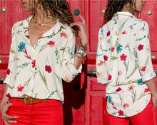 Load image into Gallery viewer, Aachoae femmes Blouses 2020 mode à manches longues col rabattu bureau chemise Blouse chemise hauts décontractés grande taille Blusas Femininas