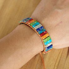 Load image into Gallery viewer, Natural Stone Handmade Multi Color Chakra Bracelet Jewelry Tube Beads Leather Wrap Bracelet Creative Gifts Couples Bracelets