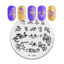 Load image into Gallery viewer, Natural Plants Flower Nail Stamping Plates Christmas Striped Line Mandala Nail Art Plate Stencil Stainless Steel Design