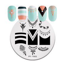 Load image into Gallery viewer, Natural Plants Flower Nail Stamping Plates Christmas Striped Line Mandala Nail Art Plate Stencil Stainless Steel Design