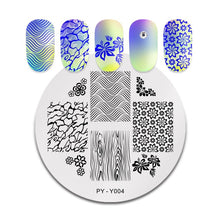 Load image into Gallery viewer, Natural Plants Flower Nail Stamping Plates Christmas Striped Line Mandala Nail Art Plate Stencil Stainless Steel Design