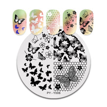 Load image into Gallery viewer, Natural Plants Flower Nail Stamping Plates Christmas Striped Line Mandala Nail Art Plate Stencil Stainless Steel Design