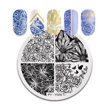 Load image into Gallery viewer, Natural Plants Flower Nail Stamping Plates Christmas Striped Line Mandala Nail Art Plate Stencil Stainless Steel Design