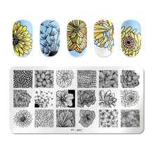 Load image into Gallery viewer, Natural Plants Flower Nail Stamping Plates Christmas Striped Line Mandala Nail Art Plate Stencil Stainless Steel Design