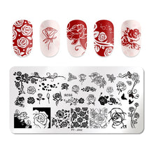 Load image into Gallery viewer, Natural Plants Flower Nail Stamping Plates Christmas Striped Line Mandala Nail Art Plate Stencil Stainless Steel Design
