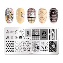 Load image into Gallery viewer, Natural Plants Flower Nail Stamping Plates Christmas Striped Line Mandala Nail Art Plate Stencil Stainless Steel Design