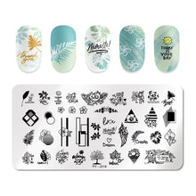 Load image into Gallery viewer, Natural Plants Flower Nail Stamping Plates Christmas Striped Line Mandala Nail Art Plate Stencil Stainless Steel Design