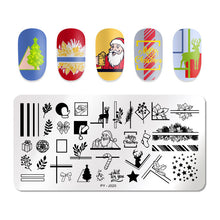 Load image into Gallery viewer, Natural Plants Flower Nail Stamping Plates Christmas Striped Line Mandala Nail Art Plate Stencil Stainless Steel Design