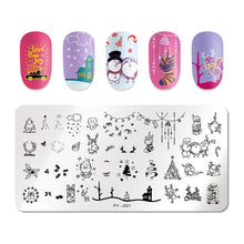 Load image into Gallery viewer, Natural Plants Flower Nail Stamping Plates Christmas Striped Line Mandala Nail Art Plate Stencil Stainless Steel Design