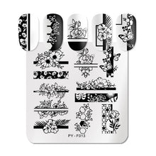 Load image into Gallery viewer, Natural Plants Flower Nail Stamping Plates Christmas Striped Line Mandala Nail Art Plate Stencil Stainless Steel Design