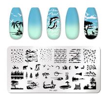 Load image into Gallery viewer, Natural Plants Flower Nail Stamping Plates Christmas Striped Line Mandala Nail Art Plate Stencil Stainless Steel Design