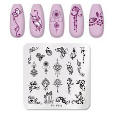 Load image into Gallery viewer, Natural Plants Flower Nail Stamping Plates Christmas Striped Line Mandala Nail Art Plate Stencil Stainless Steel Design