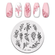 Load image into Gallery viewer, Natural Plants Flower Nail Stamping Plates Christmas Striped Line Mandala Nail Art Plate Stencil Stainless Steel Design