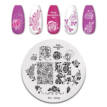 Load image into Gallery viewer, Natural Plants Flower Nail Stamping Plates Christmas Striped Line Mandala Nail Art Plate Stencil Stainless Steel Design