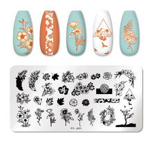 Load image into Gallery viewer, Natural Plants Flower Nail Stamping Plates Christmas Striped Line Mandala Nail Art Plate Stencil Stainless Steel Design