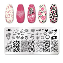 Load image into Gallery viewer, Natural Plants Flower Nail Stamping Plates Christmas Striped Line Mandala Nail Art Plate Stencil Stainless Steel Design