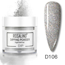 Load image into Gallery viewer, ROSALIND Dipping Powder Set Nail Holographic Glitter Dip Powder Nails Set For Manicure Gel Nail Polish 10g Chrome Pigment Powder