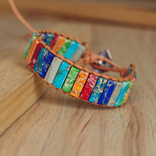 Load image into Gallery viewer, Natural Stone Handmade Multi Color Chakra Bracelet Jewelry Tube Beads Leather Wrap Bracelet Creative Gifts Couples Bracelets