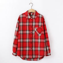 Load image into Gallery viewer, Fashion Women Plaid Shirt Chic Checked Blouse Long Sleeve Female Casual Print Shirts Loose Cotton Tops Blusas