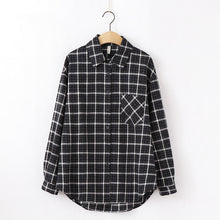 Load image into Gallery viewer, Fashion Women Plaid Shirt Chic Checked Blouse Long Sleeve Female Casual Print Shirts Loose Cotton Tops Blusas