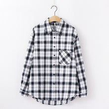 Load image into Gallery viewer, Fashion Women Plaid Shirt Chic Checked Blouse Long Sleeve Female Casual Print Shirts Loose Cotton Tops Blusas