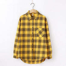 Load image into Gallery viewer, Fashion Women Plaid Shirt Chic Checked Blouse Long Sleeve Female Casual Print Shirts Loose Cotton Tops Blusas