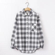 Load image into Gallery viewer, Fashion Women Plaid Shirt Chic Checked Blouse Long Sleeve Female Casual Print Shirts Loose Cotton Tops Blusas