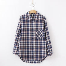Load image into Gallery viewer, Fashion Women Plaid Shirt Chic Checked Blouse Long Sleeve Female Casual Print Shirts Loose Cotton Tops Blusas