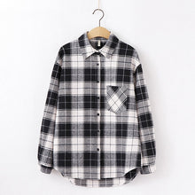 Load image into Gallery viewer, Fashion Women Plaid Shirt Chic Checked Blouse Long Sleeve Female Casual Print Shirts Loose Cotton Tops Blusas