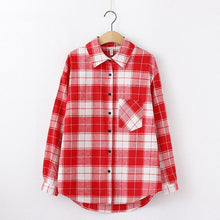 Load image into Gallery viewer, Fashion Women Plaid Shirt Chic Checked Blouse Long Sleeve Female Casual Print Shirts Loose Cotton Tops Blusas