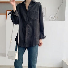 Load image into Gallery viewer, Lizkova White Blouse Women Suede Long Sleeve Formal Shirt 2020 Spring Lapel Ladies Blouse Streetwear 8866