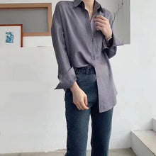 Load image into Gallery viewer, Lizkova White Blouse Women Suede Long Sleeve Formal Shirt 2020 Spring Lapel Ladies Blouse Streetwear 8866