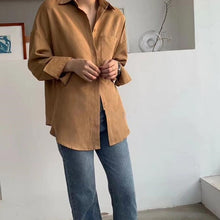 Load image into Gallery viewer, Lizkova White Blouse Women Suede Long Sleeve Formal Shirt 2020 Spring Lapel Ladies Blouse Streetwear 8866