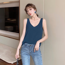 Load image into Gallery viewer, Womens Tops and Blouses Chiffon Women Blouses Sleeveless V-Neck White Women Shirts Plus Size Korean Fashion Clothing