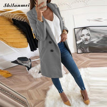 Load image into Gallery viewer, 2020Nouvelles Femmes À Manches Longues Col Rabattu Outwear Laine Veste Mélange Manteau Casual Automne Hiver Élégant Manteau