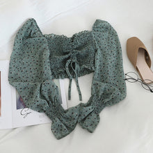 Load image into Gallery viewer, Boho Beach Print Blouses Shirt Femmes Manches Longues Volants Blouse Courte Tops Femme Blusas