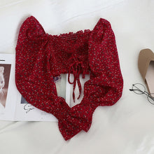 Load image into Gallery viewer, Boho Beach Print Blouses Shirt Femmes Manches Longues Volants Blouse Courte Tops Femme Blusas