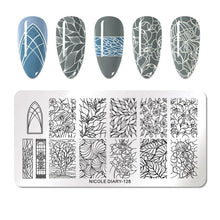 Load image into Gallery viewer, Lace Flower Animal Nail Stamping Plates Marble Image Stamp Templates Geometric Printing Stencil Tools
