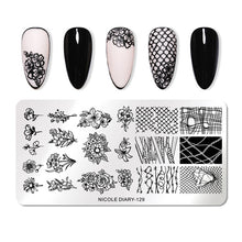 Load image into Gallery viewer, Lace Flower Animal Nail Stamping Plates Marble Image Stamp Templates Geometric Printing Stencil Tools