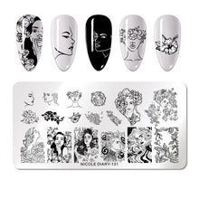 Load image into Gallery viewer, Lace Flower Animal Nail Stamping Plates Marble Image Stamp Templates Geometric Printing Stencil Tools