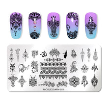 Load image into Gallery viewer, Lace Flower Animal Nail Stamping Plates Marble Image Stamp Templates Geometric Printing Stencil Tools