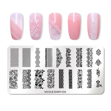 Load image into Gallery viewer, Lace Flower Animal Nail Stamping Plates Marble Image Stamp Templates Geometric Printing Stencil Tools