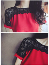 Load image into Gallery viewer, Moda coreana chiffon blusas femininas rendas manga curta rosa camisas femininas plus size 4xl/5xl womens tops blusas femininas elegante