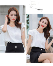 Load image into Gallery viewer, Moda coreana ropa de talla grande camisa sólida mujer blusa verano 2020 Tops y Blusas para mujer encaje Patchwork Blusas 4835 50
