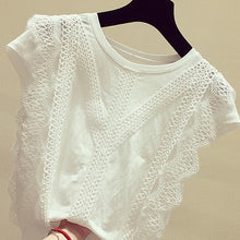 Load image into Gallery viewer, Moda coreana ropa de talla grande camisa sólida mujer blusa verano 2020 Tops y Blusas para mujer encaje Patchwork Blusas 4835 50
