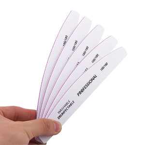 10pcs/lot Professional Nail File 100/180 Half Moon Sandpaper Nail Sanding Blocks Grinding Polishing Manicure Care Tools