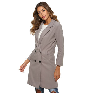 2020Nouvelles Femmes À Manches Longues Col Rabattu Outwear Laine Veste Mélange Manteau Casual Automne Hiver Élégant Manteau