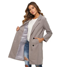 Load image into Gallery viewer, 2020Nouvelles Femmes À Manches Longues Col Rabattu Outwear Laine Veste Mélange Manteau Casual Automne Hiver Élégant Manteau
