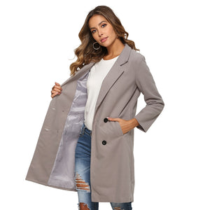 2020Nouvelles Femmes À Manches Longues Col Rabattu Outwear Laine Veste Mélange Manteau Casual Automne Hiver Élégant Manteau